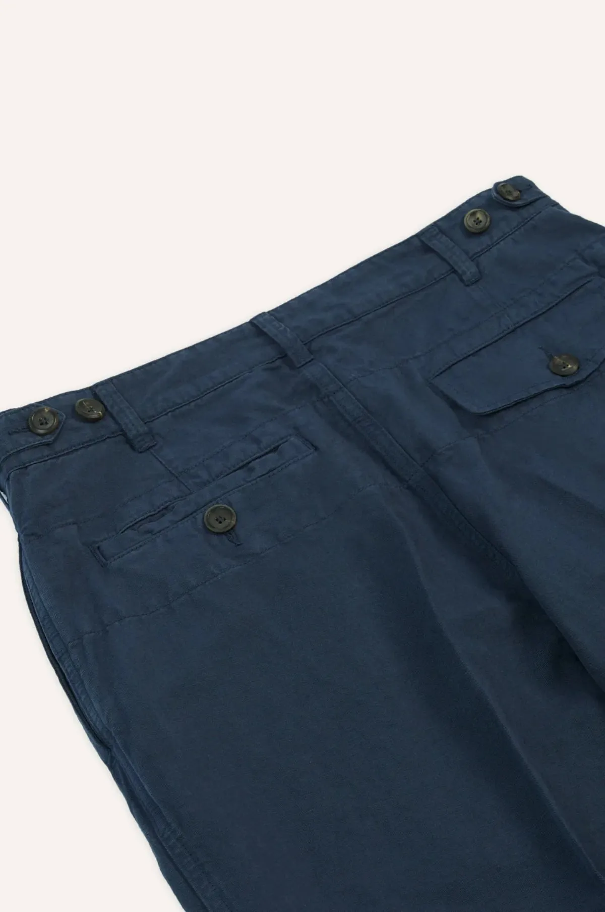 Cotton Linen One Pleat Chino Navy