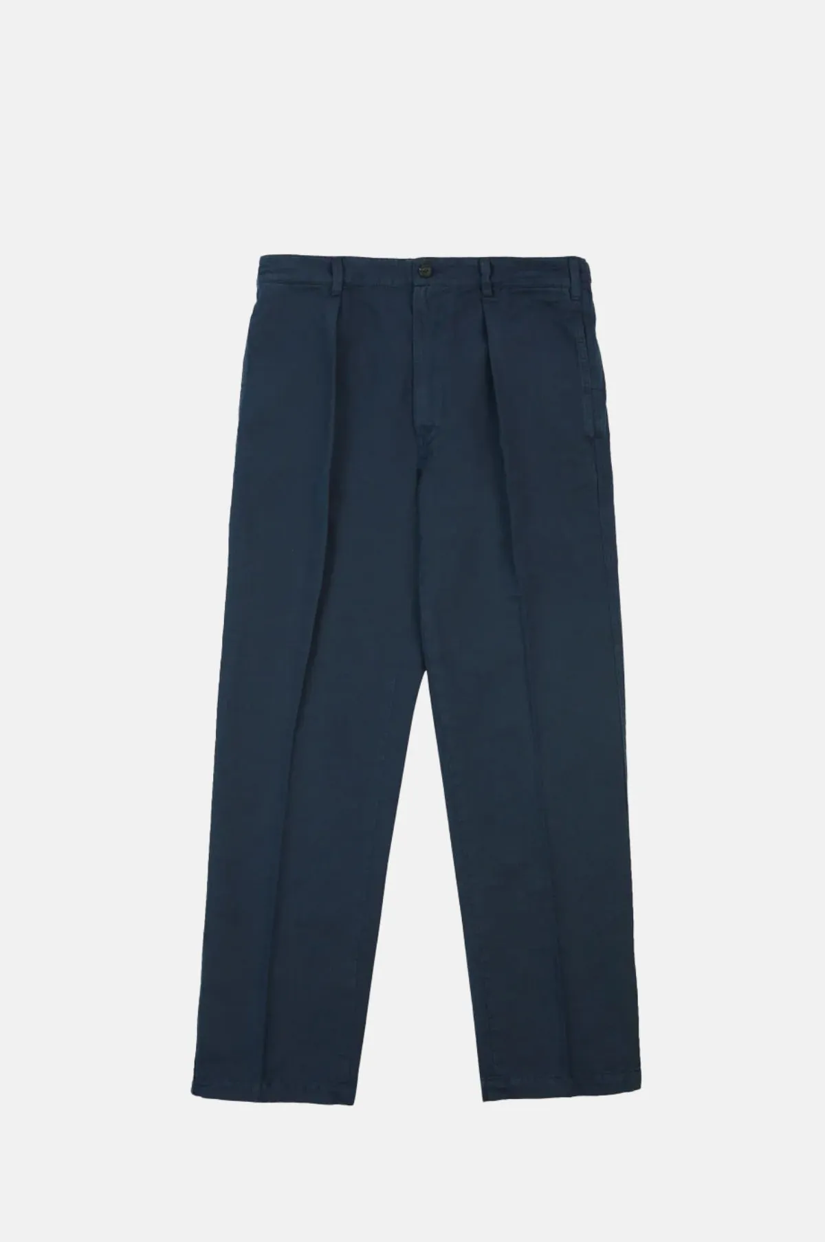 Cotton Linen One Pleat Chino Navy