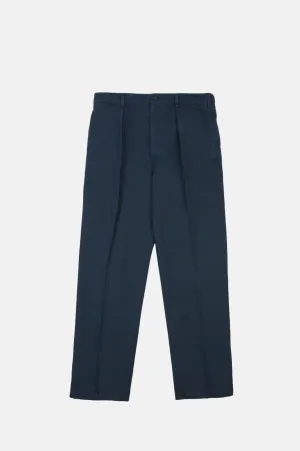 Cotton Linen One Pleat Chino Navy