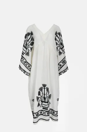 Crete Bell Sleeve Long Dress Natural/Black