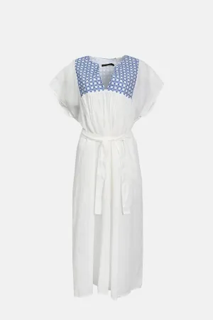 Cross Long Dress White/Royal Blue