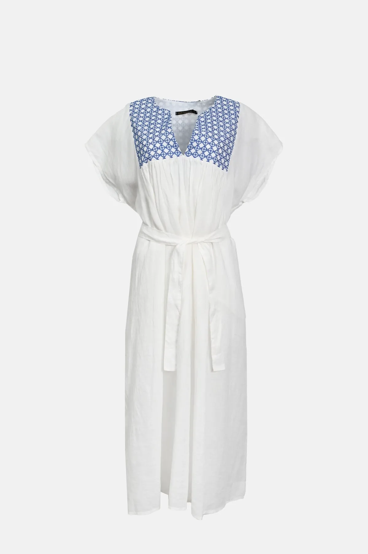 Cross Long Dress White/Royal Blue