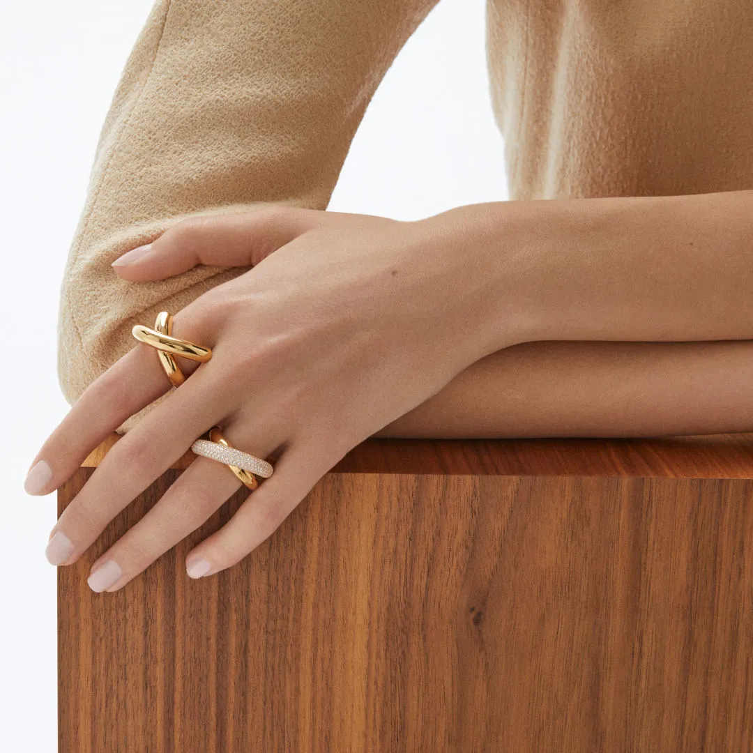 Cross Loop Big Plain 18K Gold Ring