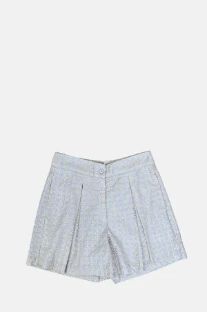 Cross Pleates Shorts Light Grey/Gold