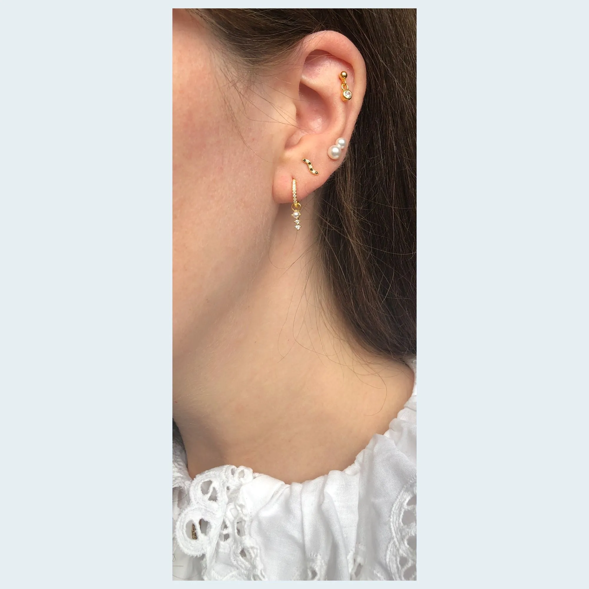 Crystal 18K Gold Plated Stud w. White Zirconia