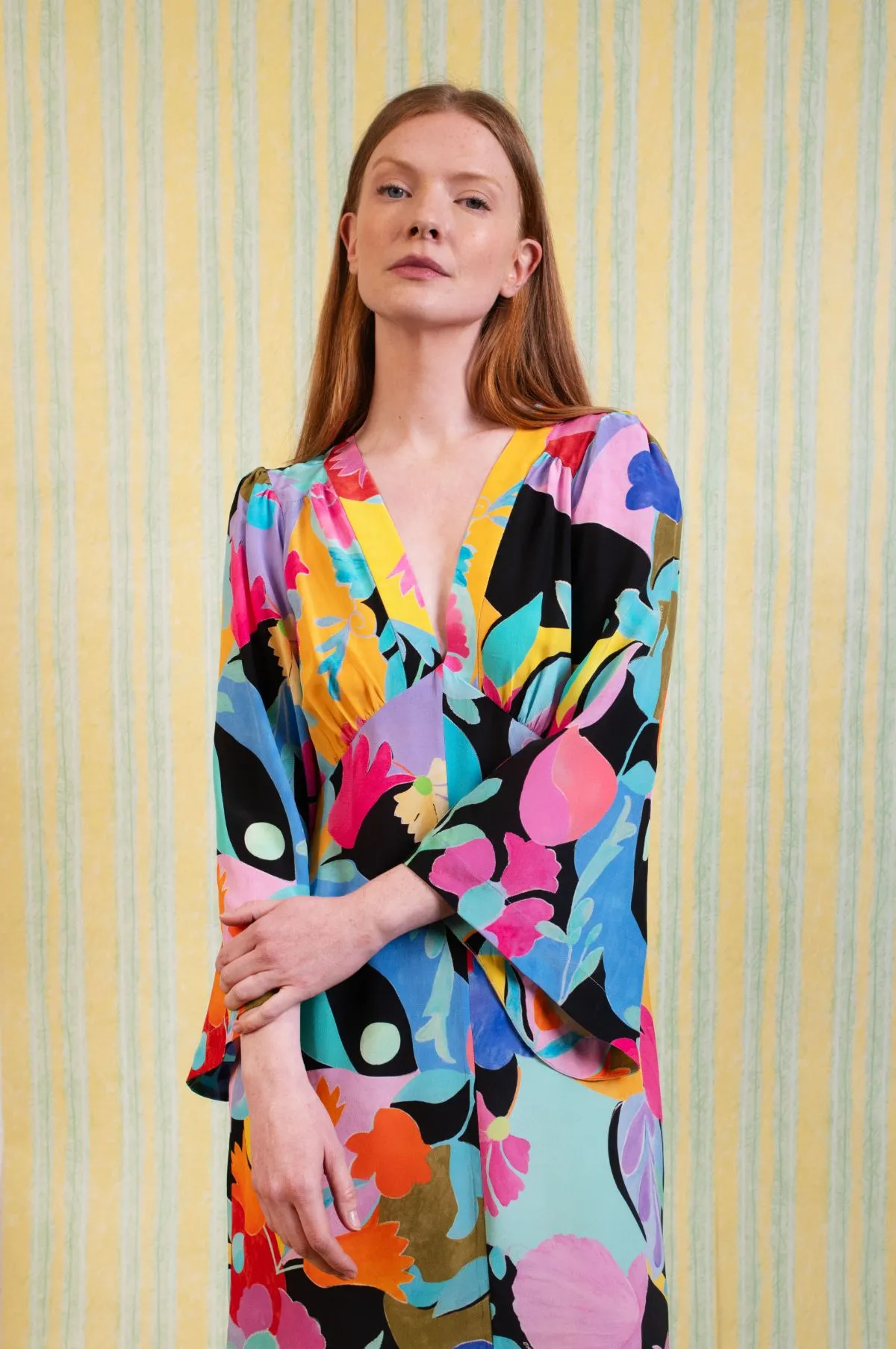 Dahlia Dress Abstract Tulip Black