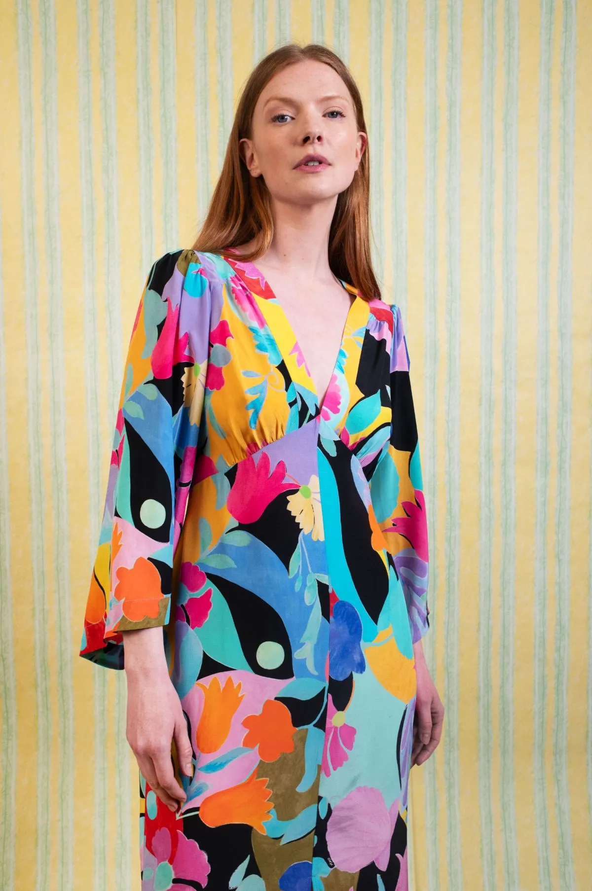 Dahlia Dress Abstract Tulip Black