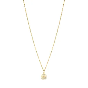 Daisy 11 mm Gold Plated Necklace w. White Enamel