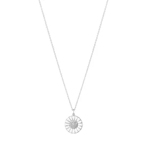 Daisy 180 mm. Silver Necklace w. Diamonds, 0.19 ct.