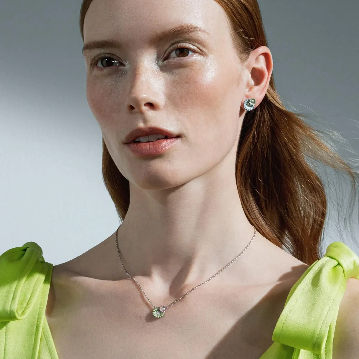 Daisy x Stine Goya Silver, Green & Pink Earrings