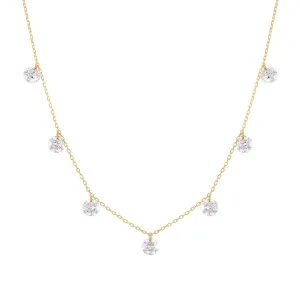 Danaé hanging 18K Gold, Whitegold or Rosegold Necklace w. 7 Diamonds