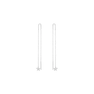 Dangling Star 18K White Gold Earring w. Diamond
