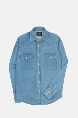 Denim Western Shirt Bleach Wash