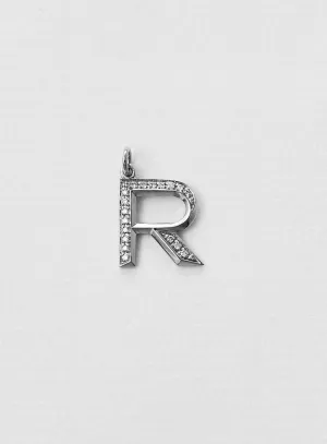 Diamond Letter R 18K Whitegold Necklace or Pendant w. Diamond
