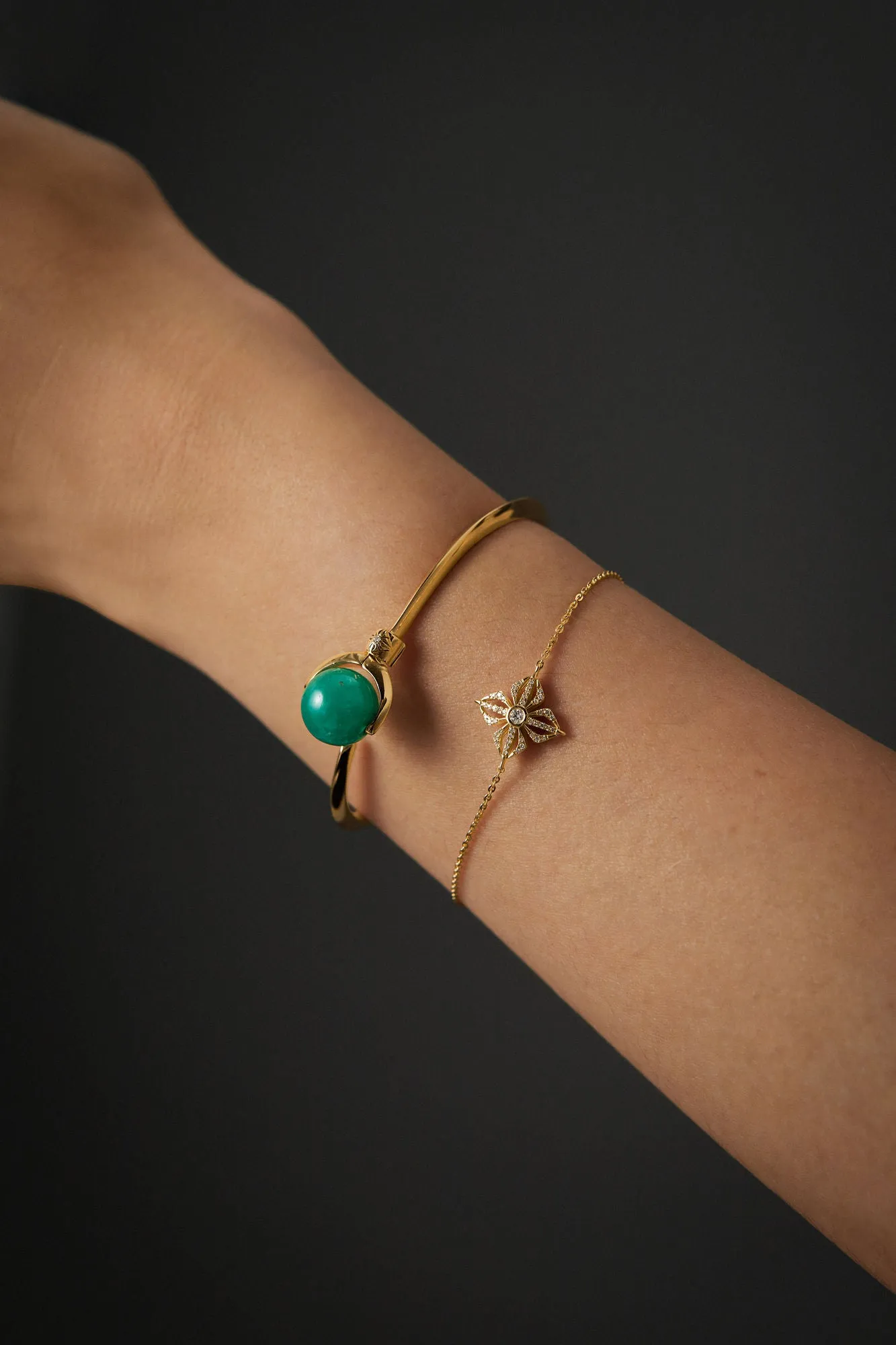 Diya Star of Shamballa 18K Gold Bracelet w. Diamonds