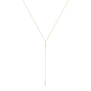 Double Bar 18K Gold Necklace w. Diamonds