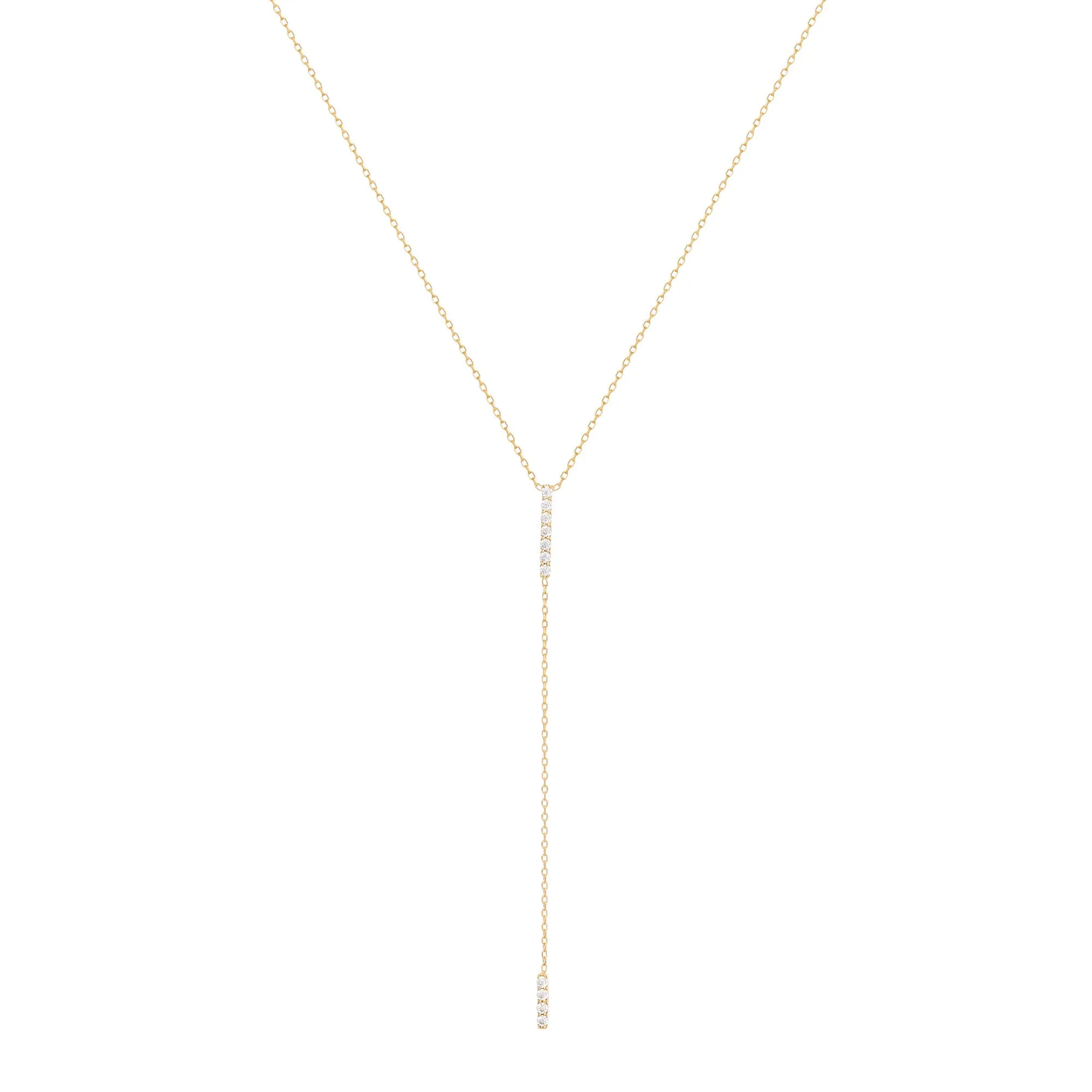Double Bar 18K Gold Necklace w. Diamonds