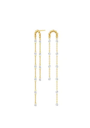 Double Cascade Nude 18K Gold Earrings w. Lab-Grown Diamonds