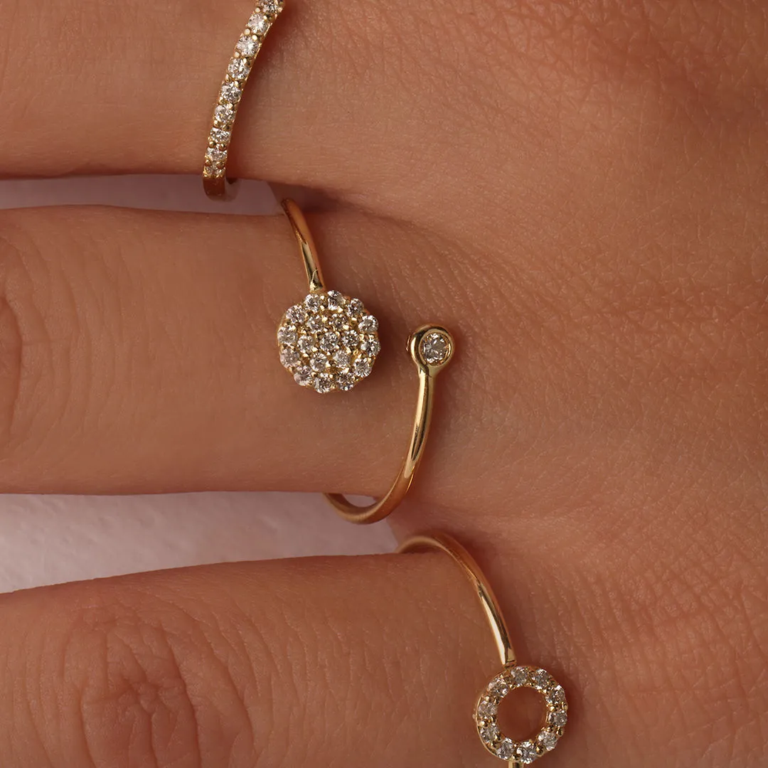 Double Circle Pave 18K White Gold Ring w. Diamonds