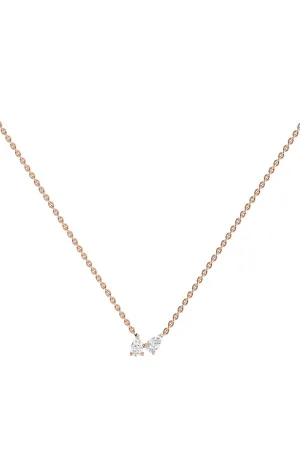 Double Pear 18K Rose Gold Necklace w. Lab-Grown Diamonds
