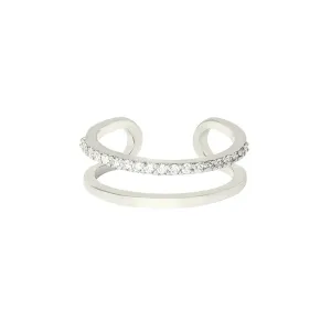 Double Trouble 18K White Gold Ring w. Diamonds