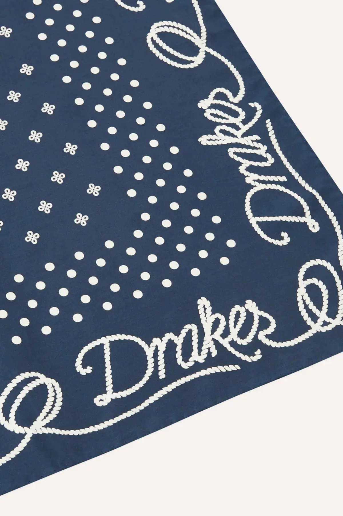 Drake's Rope Border Bandana Navy & Ecru