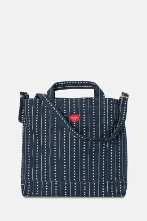 Drewe Tote Big Heart C Pinstripe Ink/Natural