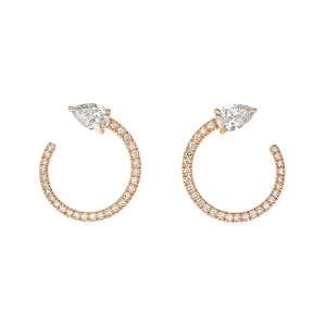 Drop Moon 18K Rosegold Earrings w. Diamonds