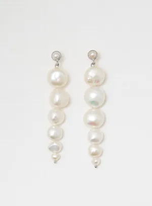 Drop pearl Silver Earring w. Pearls