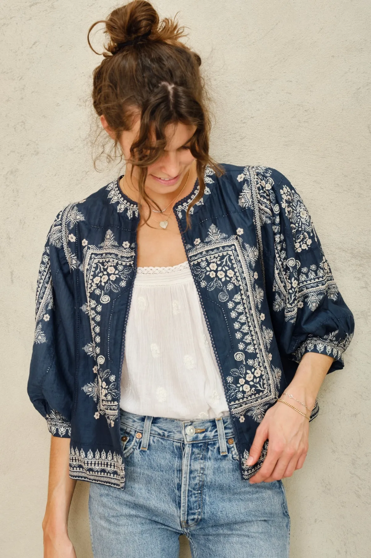 Eden Print Jacket Indigo