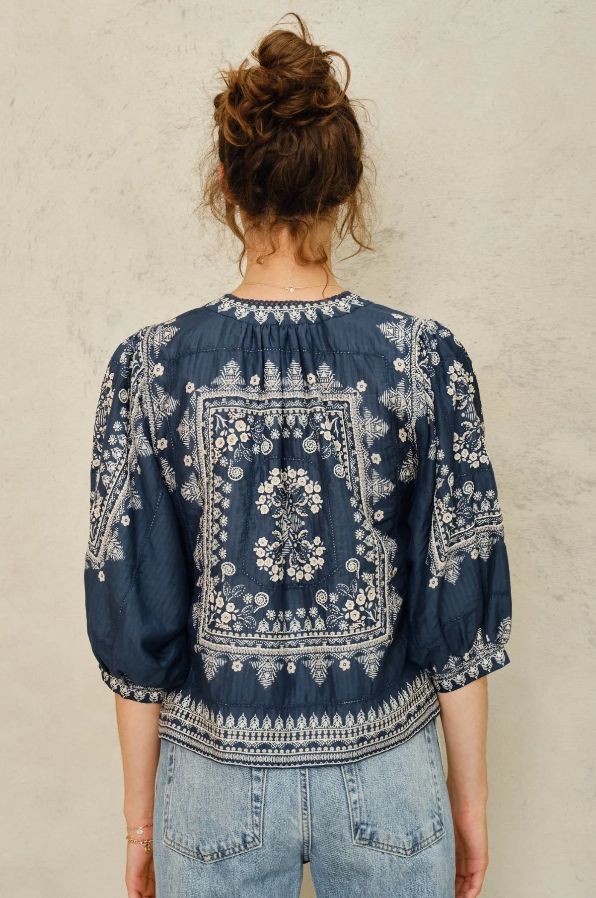Eden Print Jacket Indigo