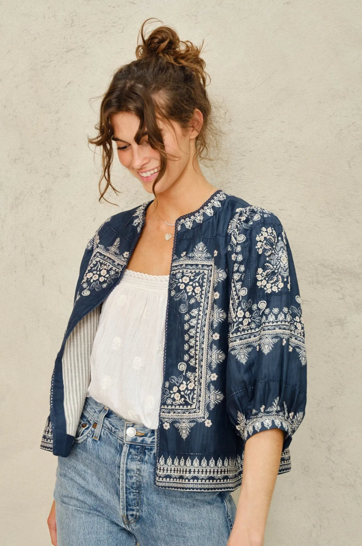 Eden Print Jacket Indigo