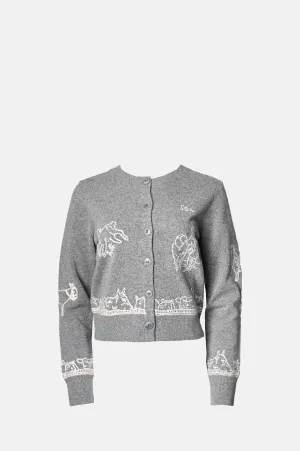 Edin Farm Embroidery Cardigan Grey