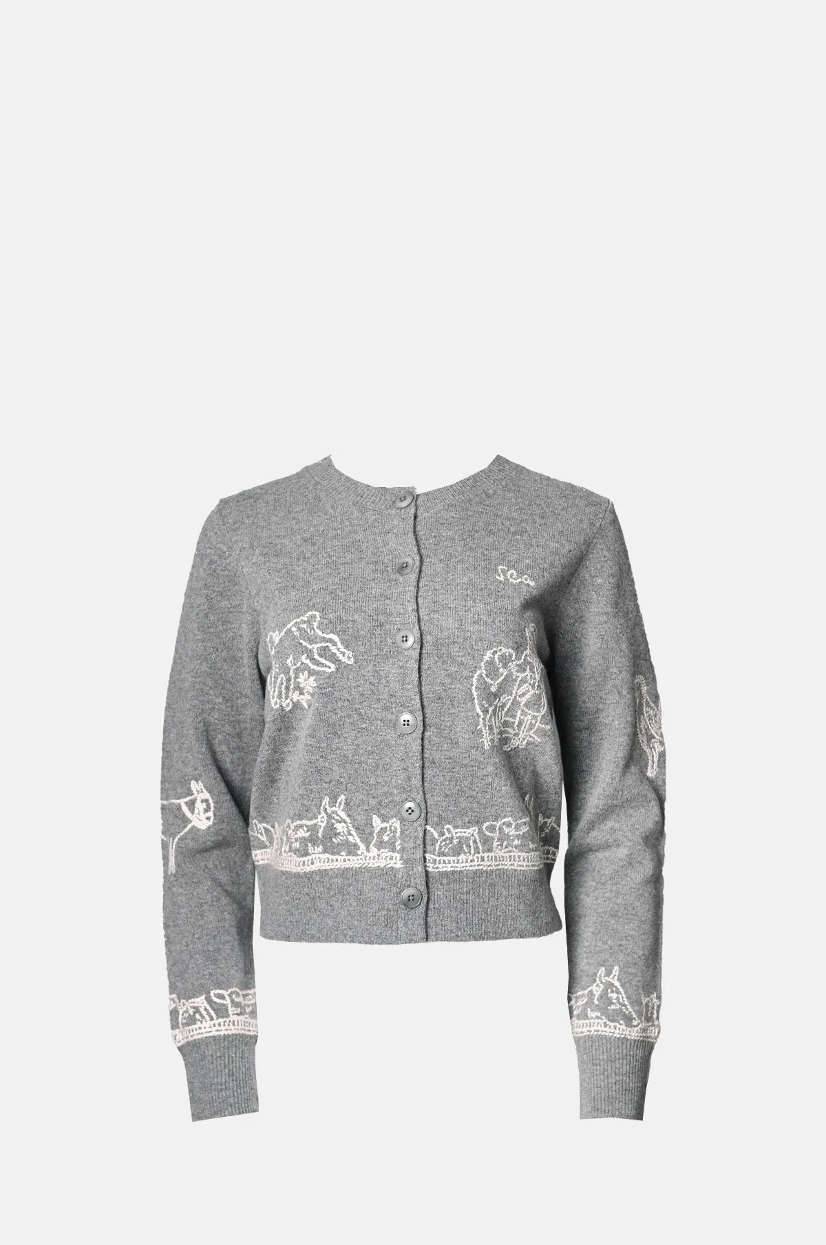 Edin Farm Embroidery Cardigan Grey