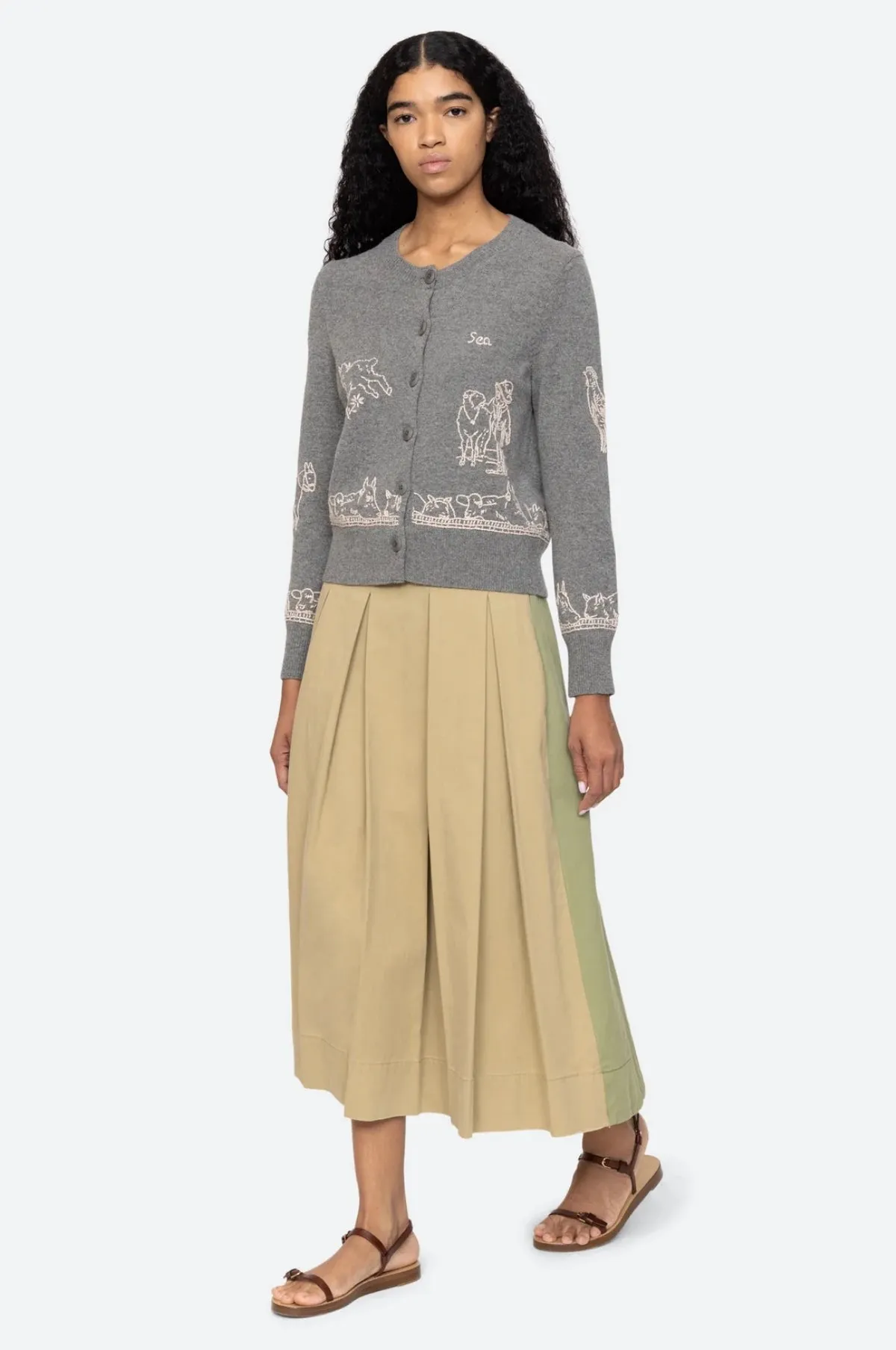 Edin Farm Embroidery Cardigan Grey