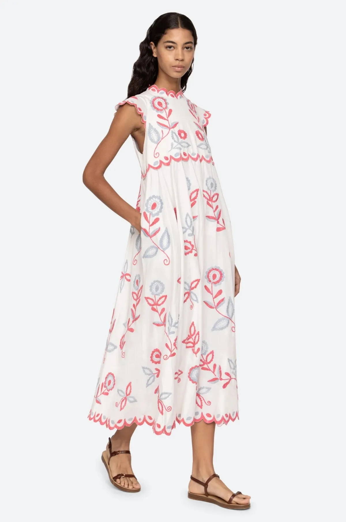 Eevi Embroidered Twill S/Slv Dress Multi