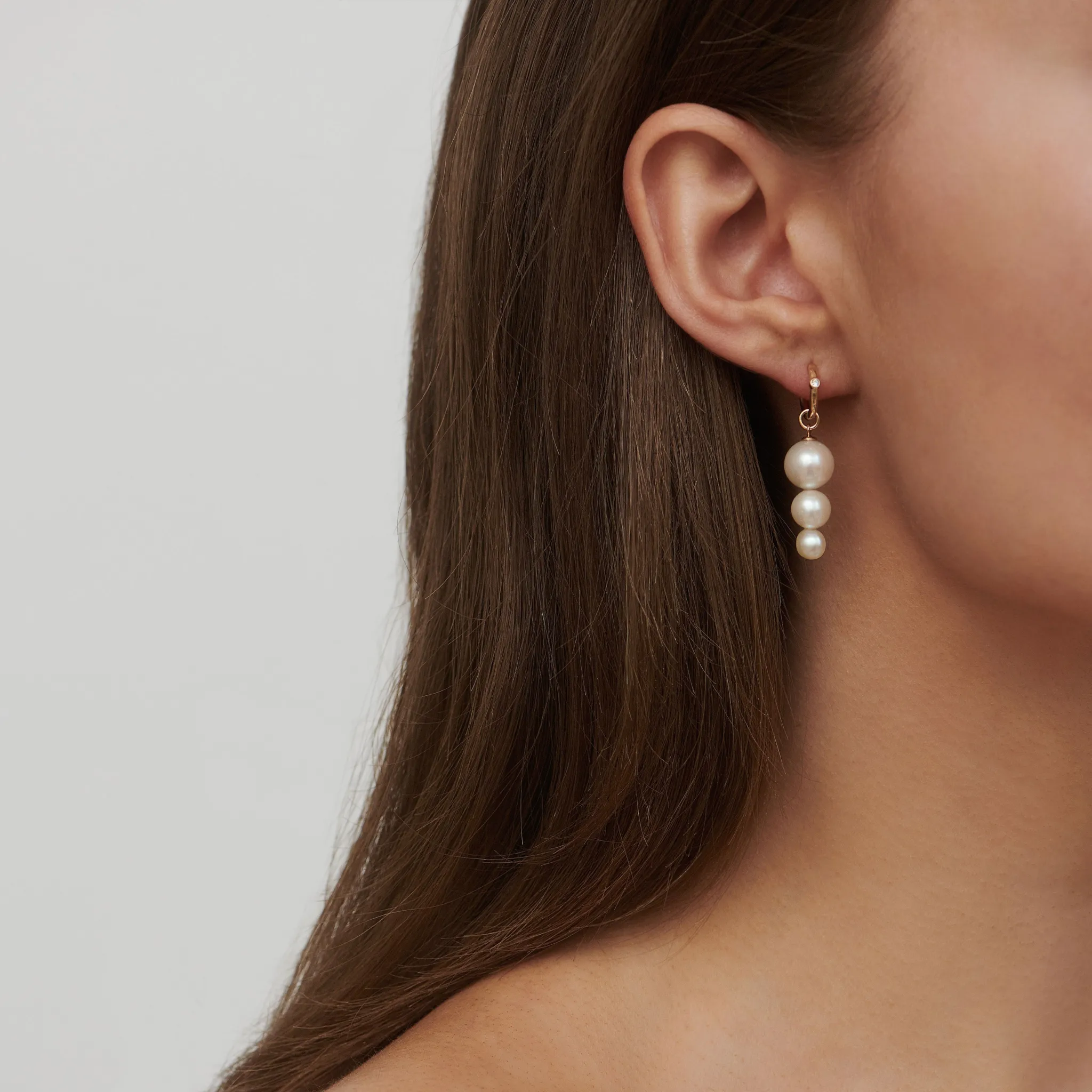 Elin 14K Gold Earring-Pendant w. White Pearls