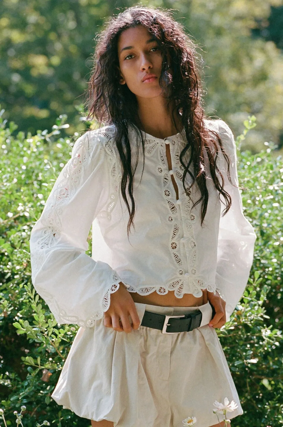Elke Soutache L/Slv Blouse White