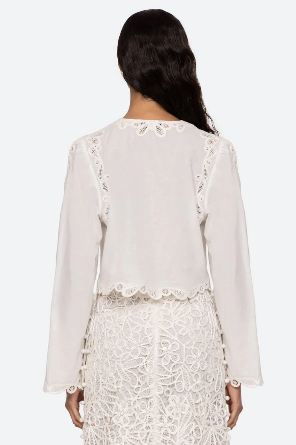 Elke Soutache L/Slv Blouse White