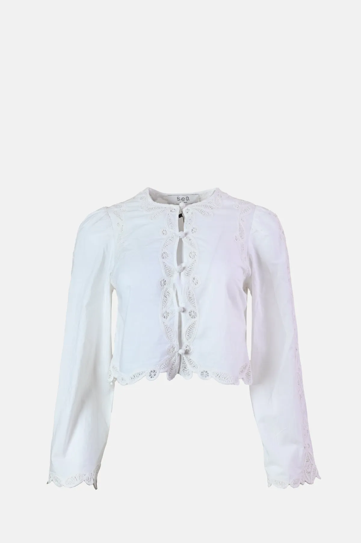Elke Soutache L/Slv Blouse White