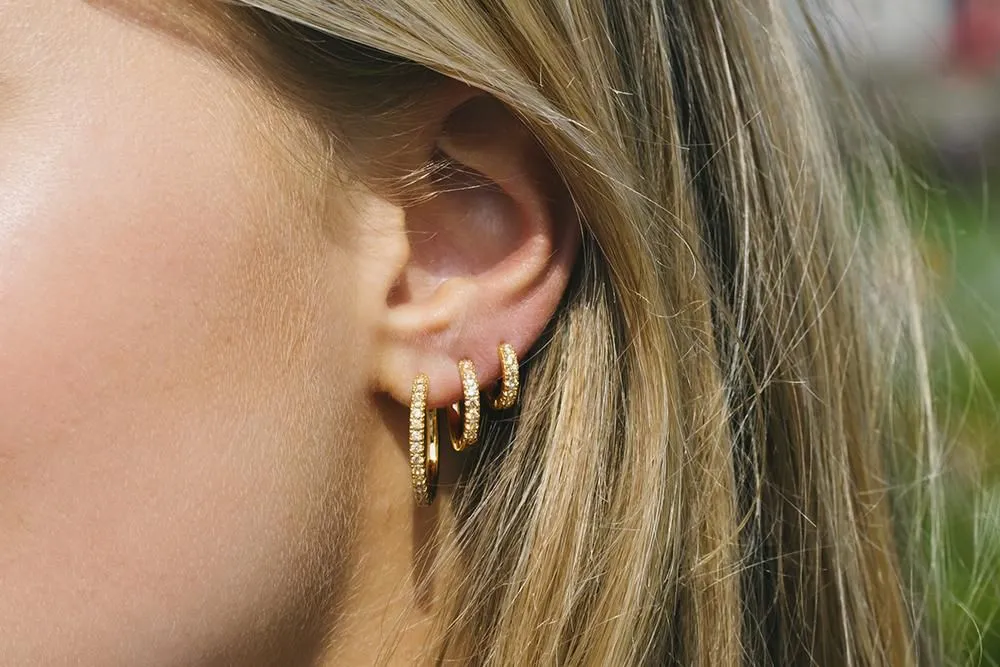 Ellera Gold Plated Hoops w. Yellow Zirconias 11 mm
