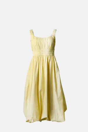 Emmet Poplin Midi Bubble Dress Butter