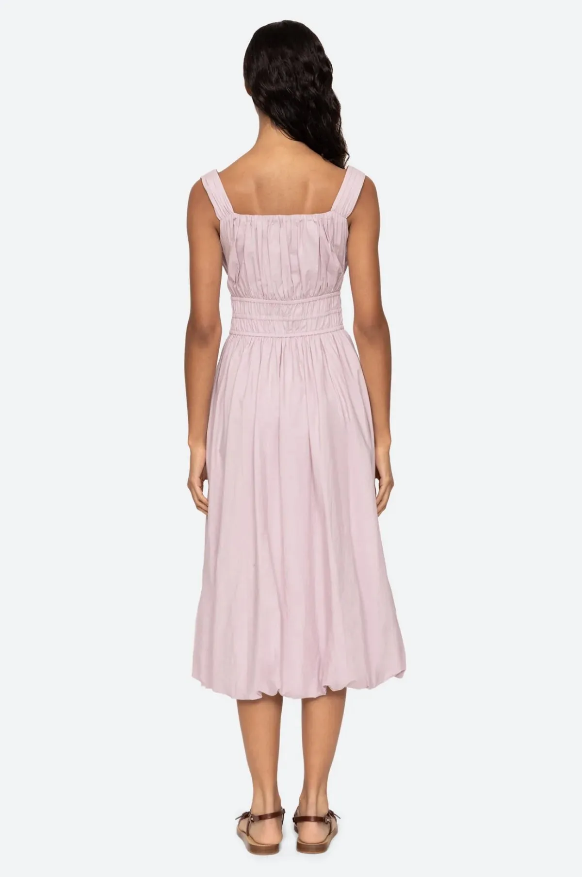 Emmet Poplin Midi Bubble Dress Lilac
