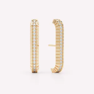 Eternity Engraved 18K Gold Ear Cuffs w. Lab-Grown Diamonds