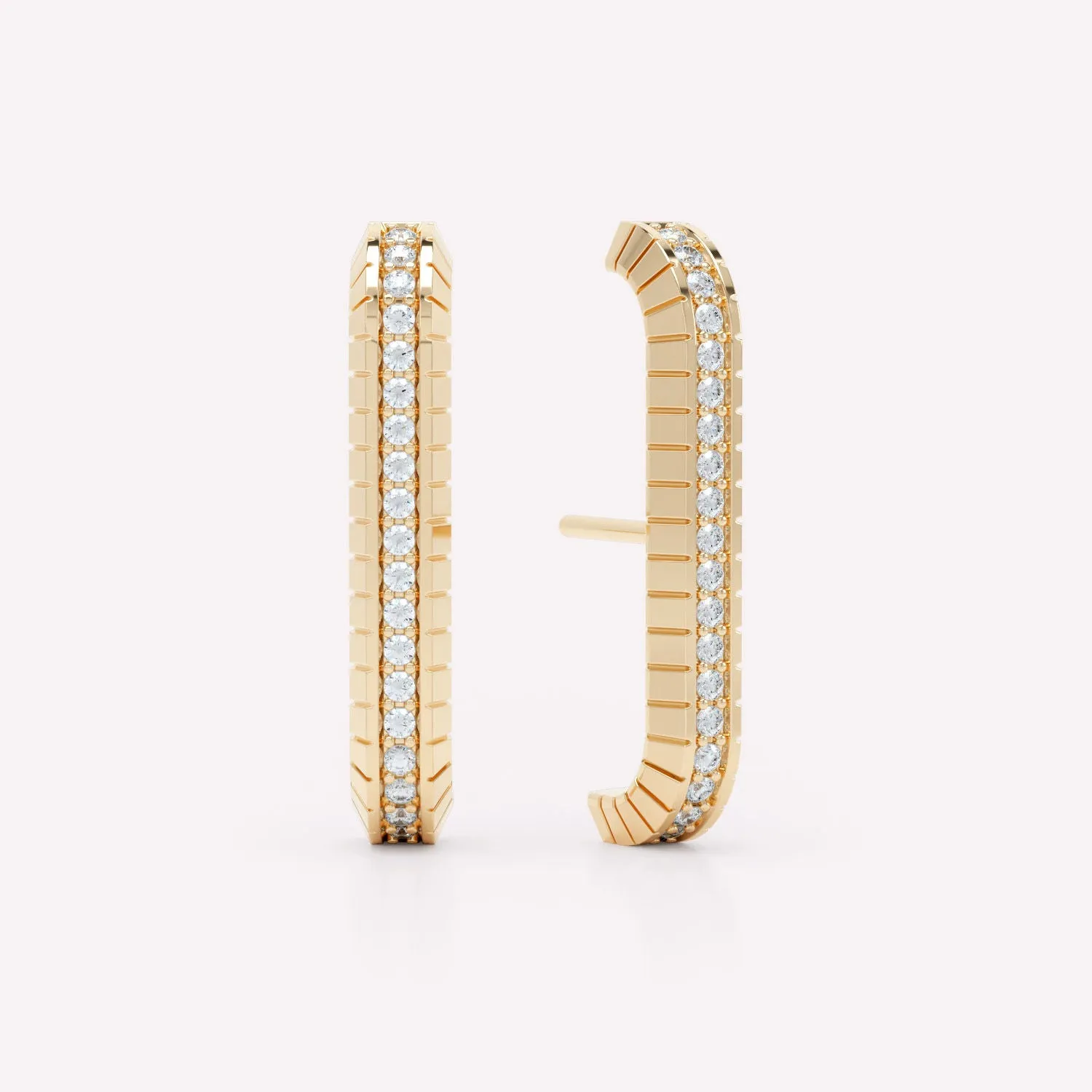 Eternity Engraved 18K Gold Ear Cuffs w. Lab-Grown Diamonds