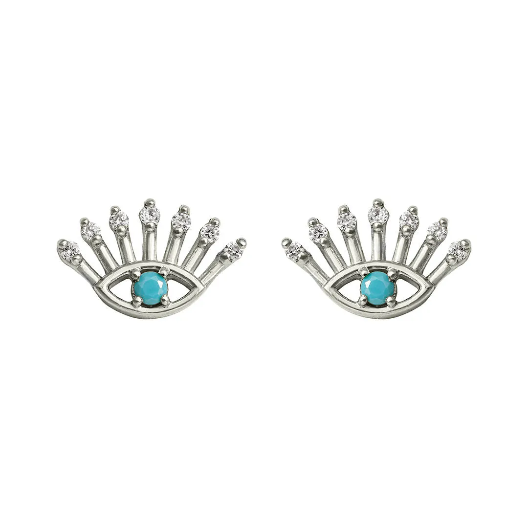 Evil Eye Part I 18K White Gold Stud w. Diamonds