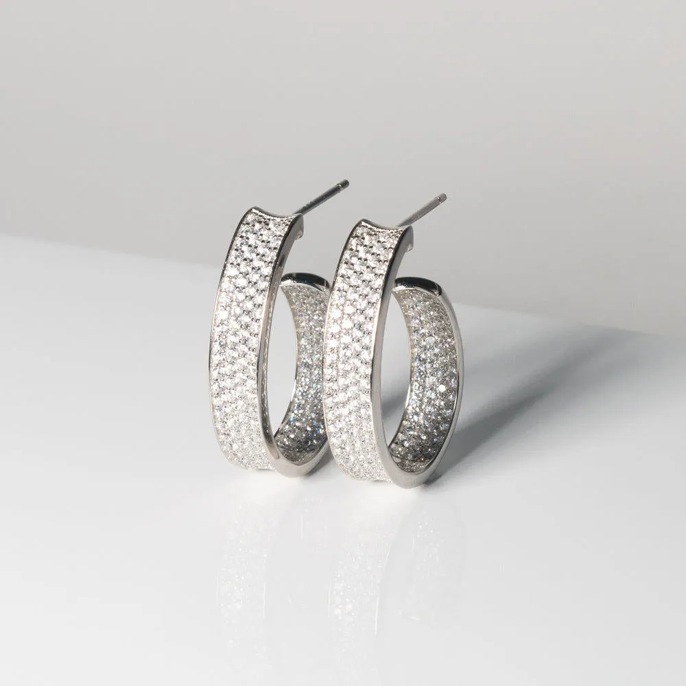 Felline Concavo Silver Earrings w. Zirconias