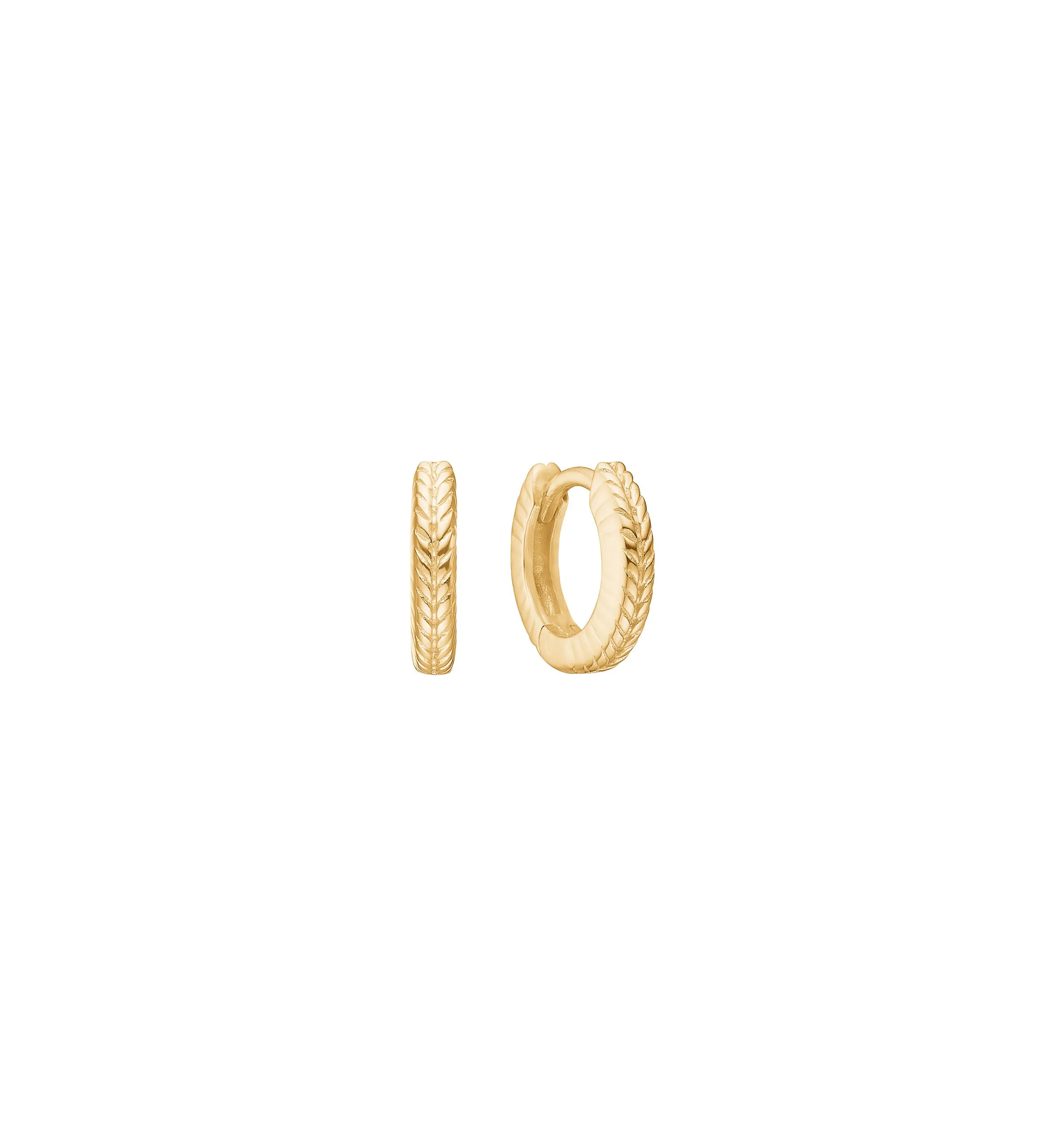 Fishbone mini 18K Gold Plated Hoop w. Herringbone details