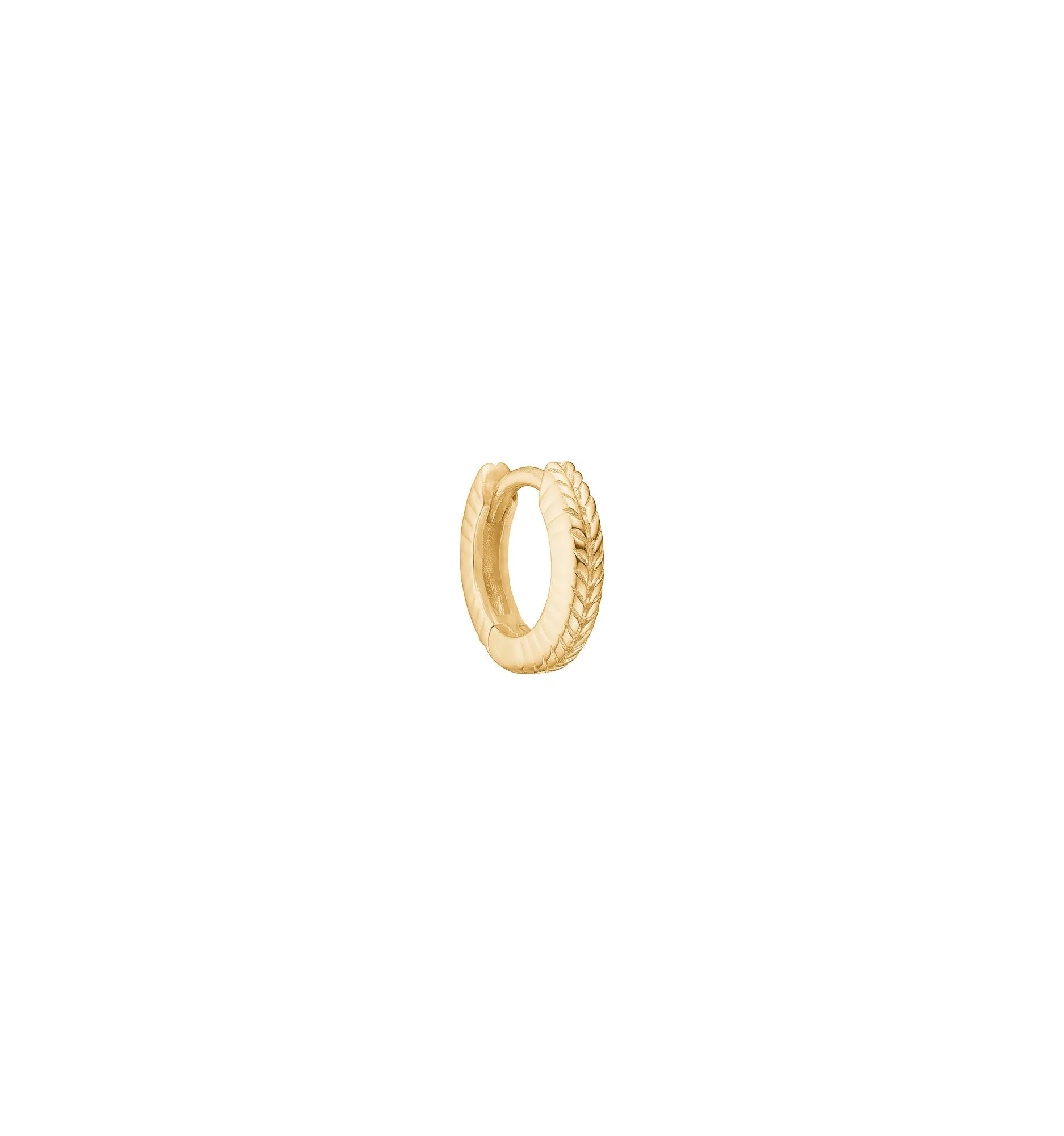 Fishbone mini 18K Gold Plated Hoop w. Herringbone details
