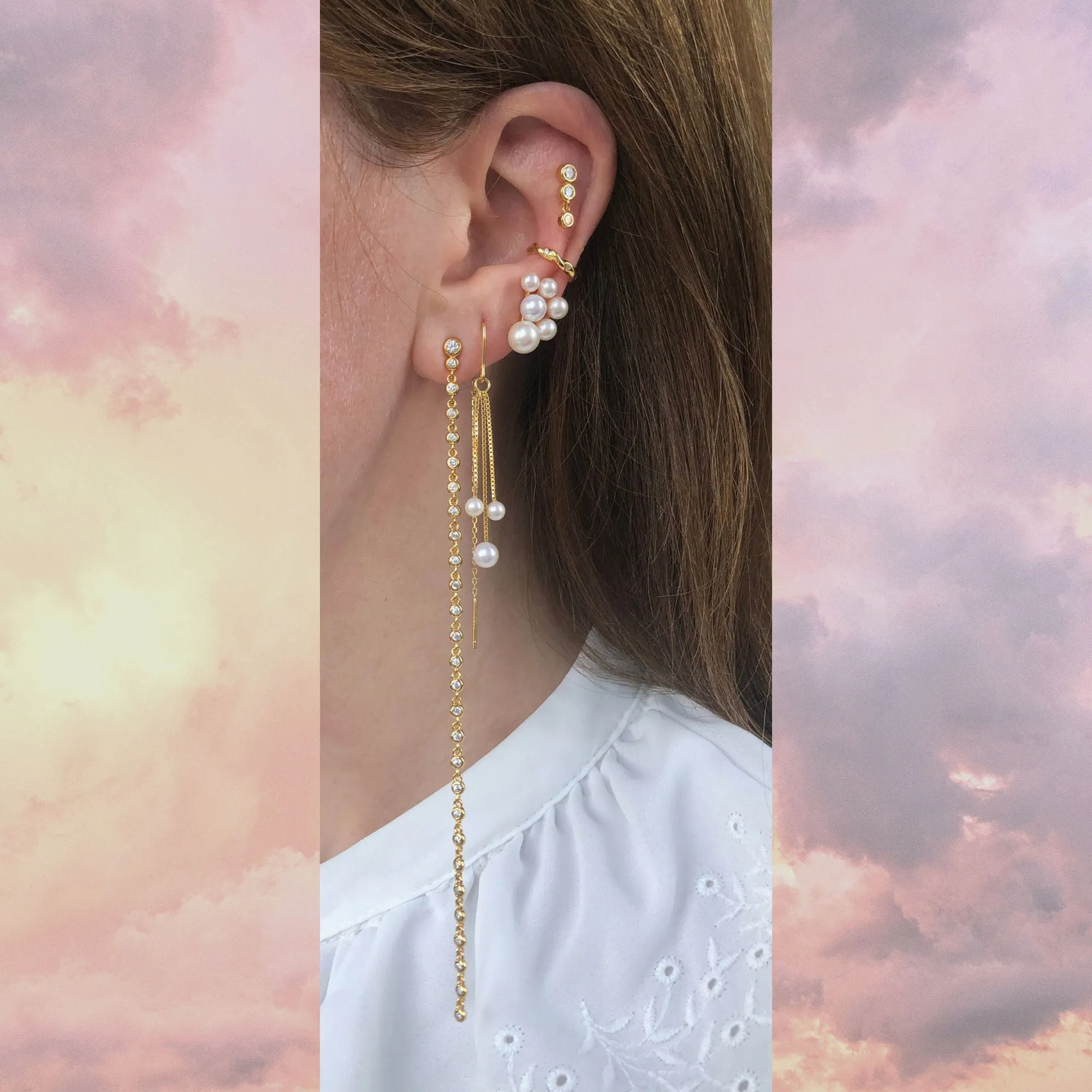 Flow 18K Gold Plated Stud w. Zirconia